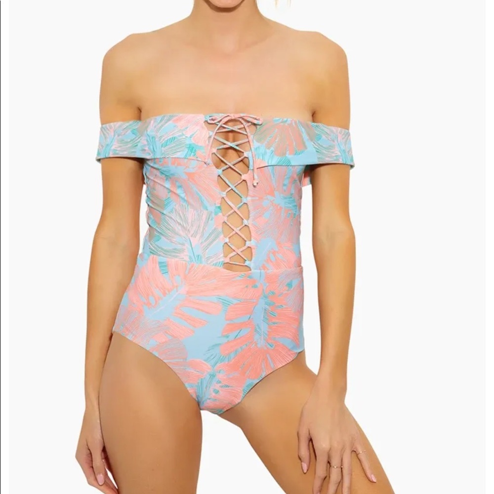 L Space Anja Off the shoulder one piece swimsuit